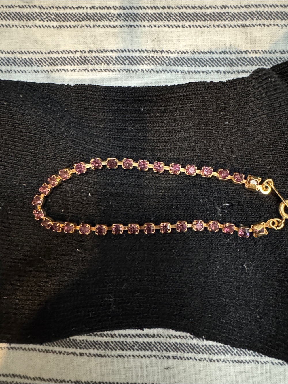Gold-Plated Purple Crystal Tennis Bracelet - Unbranded